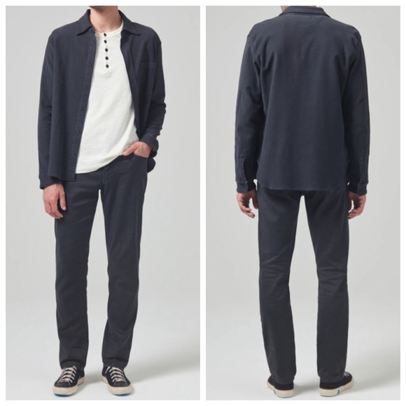 Citizens Of Humanity Gage Slim Straight Stretch Linen Washed Black Size 32 New